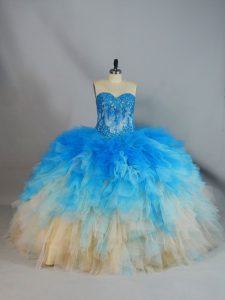 Extravagant Appliques and Ruffles Sweet 16 Dresses Multi-color Lace Up Sleeveless