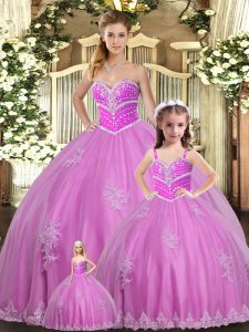 Designer Floor Length Lilac Quinceanera Dresses Sweetheart Sleeveless Lace Up