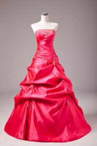 Excellent Floor Length Hot Pink Quinceanera Dresses Strapless Sleeveless Lace Up