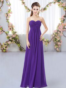 Glamorous Empire Dama Dress Purple Sweetheart Chiffon Sleeveless Floor Length Zipper