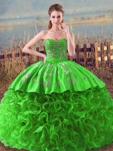 Ball Gowns Ball Gown Prom Dress Sweetheart Fabric With Rolling Flowers Sleeveless Lace Up