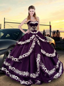 Trendy Sleeveless Embroidery and Ruffled Layers Lace Up Sweet 16 Quinceanera Dress