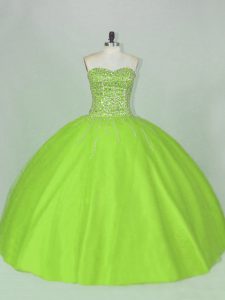 Cheap Lace Up Sweetheart Beading Quinceanera Dresses Tulle Sleeveless