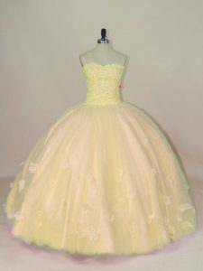 Eye-catching Ball Gowns Ball Gown Prom Dress Peach Sweetheart Tulle Sleeveless Floor Length Lace Up