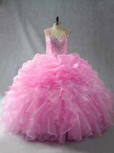 Beautiful Sleeveless Zipper Floor Length Beading and Ruffles and Pick Ups Quinceanera Gowns