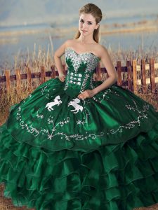 Exquisite Floor Length Ball Gowns Sleeveless Green Quinceanera Dress Lace Up