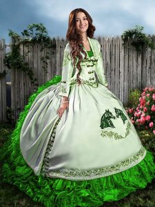 Discount Green Sleeveless Organza Lace Up Sweet 16 Dress for Sweet 16 and Quinceanera