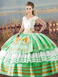 Apple Green Sleeveless Satin Lace Up 15 Quinceanera Dress for Sweet 16 and Quinceanera