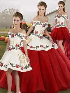 Decent Organza Sleeveless Floor Length Vestidos de Quinceanera and Embroidery