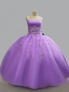 Classical Beading Quinceanera Dress Lavender Lace Up Sleeveless Floor Length