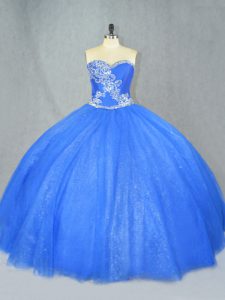 High End Sweetheart Sleeveless Tulle Quince Ball Gowns Beading Lace Up