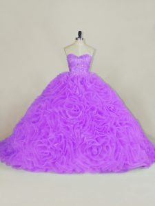 Lavender Sleeveless Beading Lace Up Quinceanera Gown