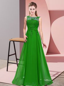 Beading and Appliques Court Dresses for Sweet 16 Green Zipper Sleeveless Floor Length