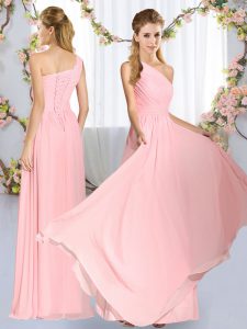 Elegant Sleeveless Ruching Lace Up Vestidos de Damas