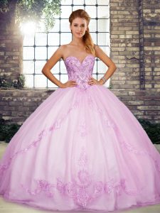 Perfect Lilac Sweetheart Neckline Beading and Embroidery Sweet 16 Quinceanera Dress Sleeveless Lace Up