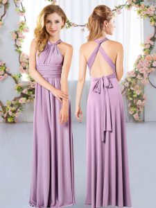 Unique Sleeveless Criss Cross Floor Length Ruching Damas Dress