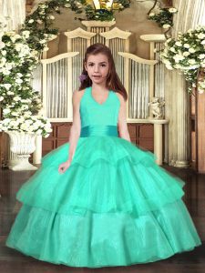 Organza Sleeveless Floor Length Kids Pageant Dress and Ruffled Layers