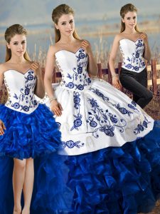 Organza Sleeveless Quinceanera Gowns and Embroidery and Ruffles