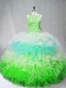 Multi-color Quinceanera Dress Sweet 16 and Quinceanera with Beading and Ruffles Scoop Sleeveless Zipper