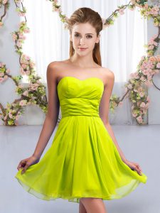 Colorful Yellow Green Sweetheart Neckline Ruching Damas Dress Sleeveless Lace Up