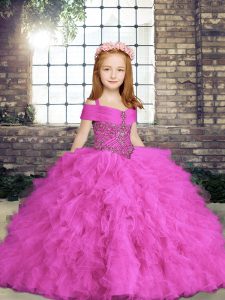 Floor Length Ball Gowns Sleeveless Lilac Little Girls Pageant Dress Wholesale Lace Up