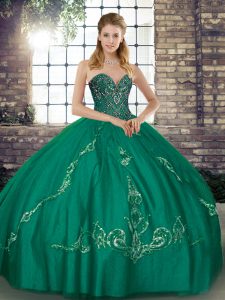 Custom Design Turquoise Sweet 16 Dresses Military Ball and Sweet 16 and Quinceanera with Beading and Embroidery Sweetheart Sleeveless Lace Up
