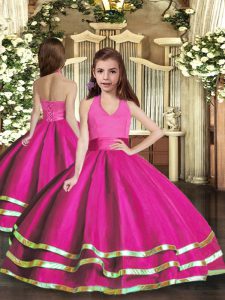 Classical Organza Sleeveless Floor Length Little Girl Pageant Gowns and Ruffled Layers