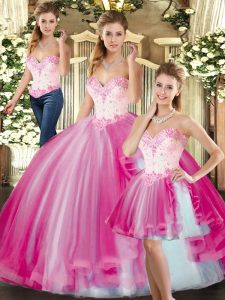Beauteous Tulle Sleeveless Floor Length 15 Quinceanera Dress and Beading