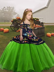 Ball Gowns Pageant Gowns For Girls Straps Organza Sleeveless Floor Length Lace Up