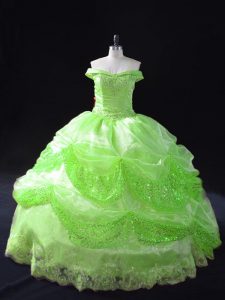 Custom Designed Lace Up Quinceanera Dress Beading and Appliques and Pick Ups Sleeveless Floor Length