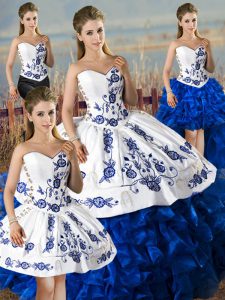 Shining Satin and Organza Sleeveless Floor Length Sweet 16 Quinceanera Dress and Embroidery and Ruffles