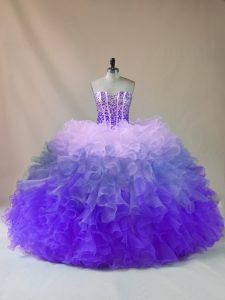 High Class Multi-color Sleeveless Organza Lace Up 15th Birthday Dress for Sweet 16 and Quinceanera