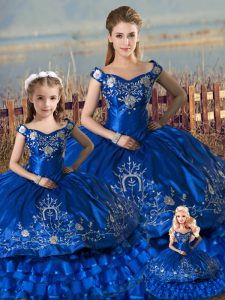 Perfect Floor Length Ball Gowns Sleeveless Royal Blue 15th Birthday Dress Lace Up