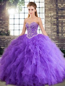 Noble Floor Length Ball Gowns Sleeveless Lavender Ball Gown Prom Dress Lace Up