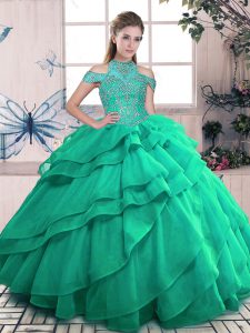 Floor Length Ball Gowns Sleeveless Turquoise Quince Ball Gowns Lace Up