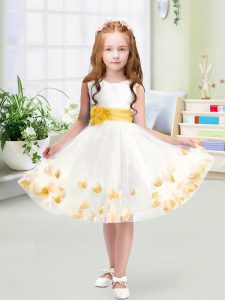 Inexpensive Sleeveless Appliques and Belt Zipper Pageant Dress for Teens
