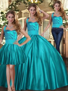 Teal Halter Top Lace Up Ruching 15 Quinceanera Dress Sleeveless