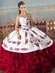 Beauteous Sleeveless Embroidery and Ruffles Lace Up Quinceanera Dresses