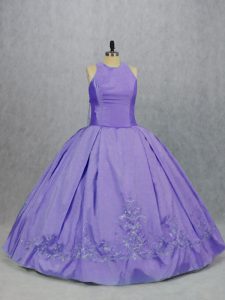 Scoop Sleeveless Taffeta 15th Birthday Dress Embroidery Zipper