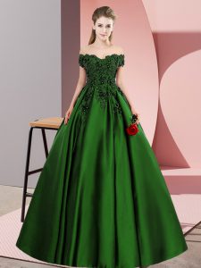 Floor Length Green 15 Quinceanera Dress Off The Shoulder Sleeveless Zipper