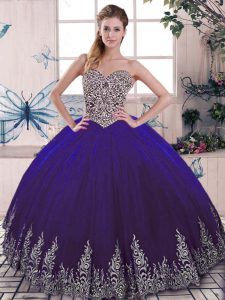 Flirting Ball Gowns Quinceanera Dresses Purple Sweetheart Tulle Sleeveless Floor Length Lace Up
