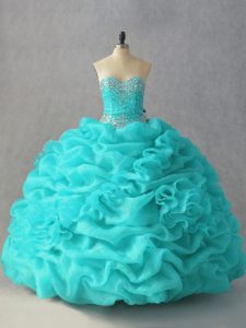 Colorful Sleeveless Lace Up Floor Length Beading and Pick Ups and Hand Made Flower 15 Quinceanera Dress