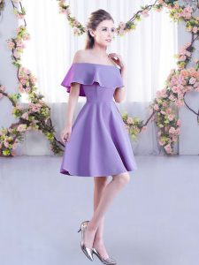 On Sale Mini Length A-line Short Sleeves Lavender Quinceanera Court Dresses Zipper