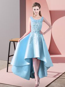 Customized Aqua Blue Sleeveless Satin Zipper Dama Dress for Quinceanera for Wedding Party