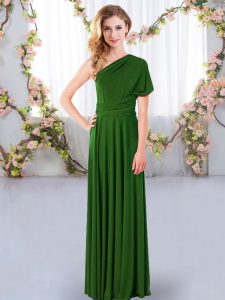 Captivating Floor Length Empire Sleeveless Green Quinceanera Dama Dress Criss Cross