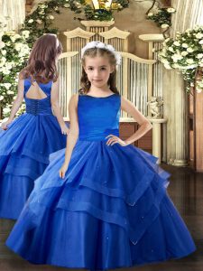 Attractive Sleeveless Ruffled Layers Lace Up Girls Pageant Dresses