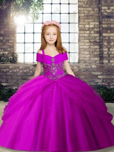Hot Selling Tulle Sleeveless Floor Length Child Pageant Dress and Beading