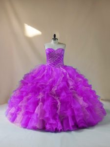 Multi-color Lace Up Sweetheart Sleeveless Sweet 16 Quinceanera Dress Beading and Ruffles