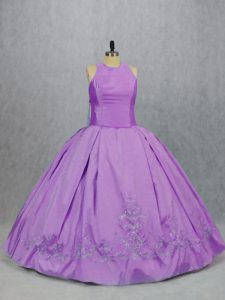 Colorful Lilac Sleeveless Embroidery Floor Length Quince Ball Gowns