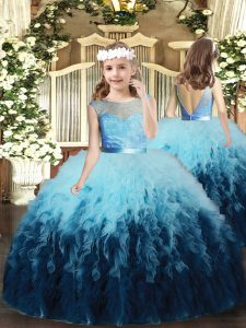 Beauteous Sleeveless Floor Length Ruffles Backless Little Girls Pageant Dress with Multi-color